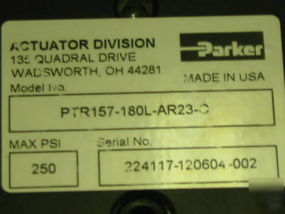 Rotary actuator, 180 deg, tandem cylinders, parker