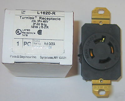 New pass & seymour L1620-r receptacle 20A 480V 4 wire