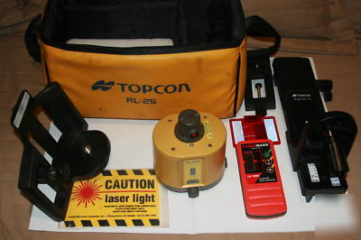 Topcon rl-25S rotary laser level w/detector & soft case