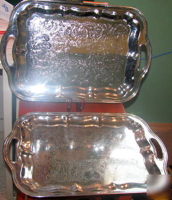 2 nice decorative scroll metal trays:restaurant estate