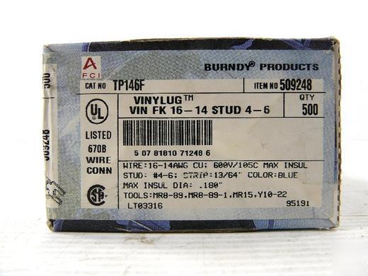 Lot of burndy 509248 vinylug vin fk 16 - 14 stud 4 -6 