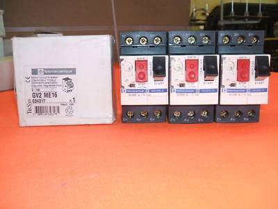  lot of 3 telemecanique GV2ME16 motor circuit brk.