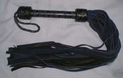 Black & royal blue patent leather flogger suede -gothic