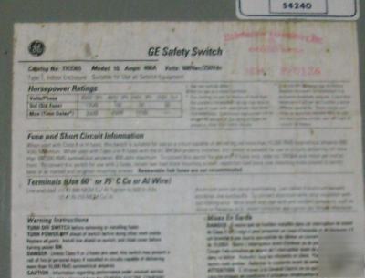 Ge type th spec setter 350HP 400A safety switch TH3365