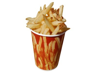 Huge fries in a cup decal for chip truck 18
