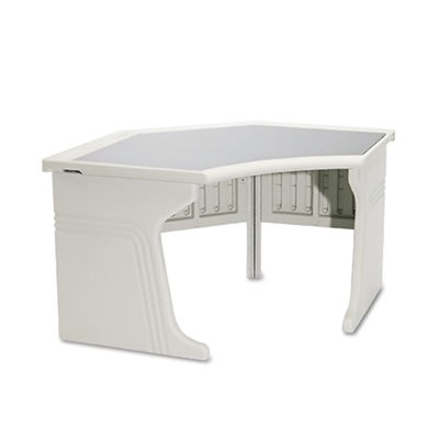 Aspira corner workstation, platinum resinite/steel top