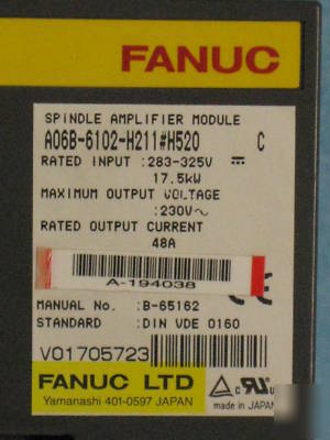 Fanuc A06B-6102-H211 #H520 spindle amplifier module c