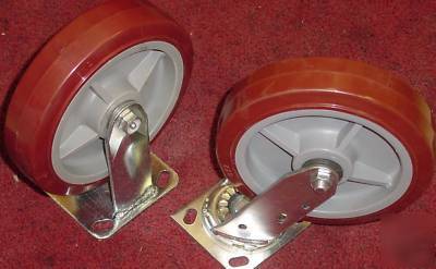 Set of 2 maroon & gray casters 8