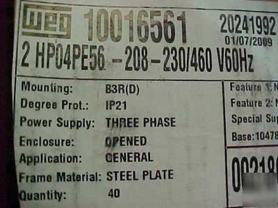 New brand weg electric motor 3 phase 2 hp HP04PE56