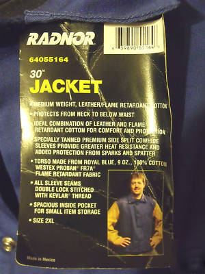 New * * radnor welding leathers/jacket -sz 2XL- 