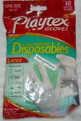 Pkg 10 playtex lightly powdered latex disposable gloves