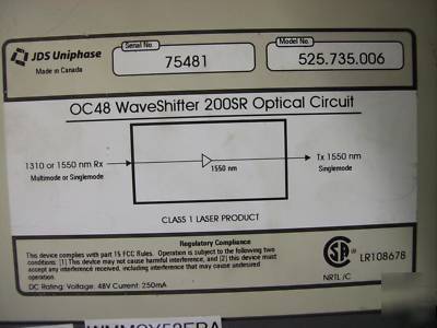 Jds uniphase OC48 waveshifter 200SR optical circuit *