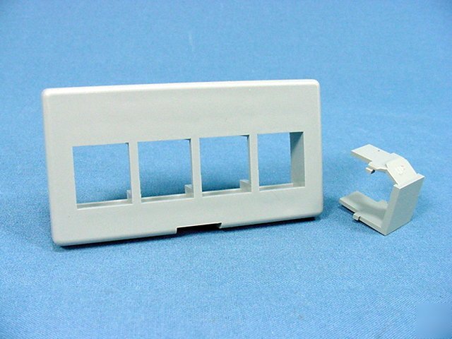 Leviton gray 4-port quickport jack cubicle wallplate