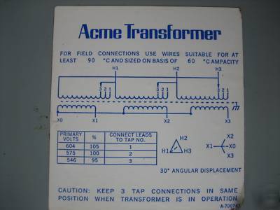 Acme transformer 11 kva 575/230Y/133 11KVA 230 y 3R 3PH