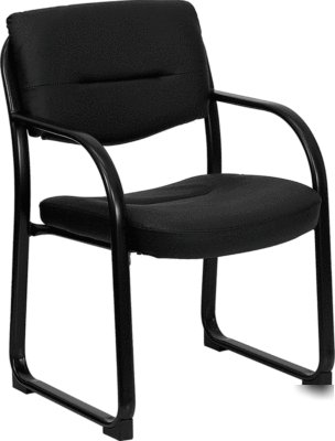 New 4X lot black leather open back executive side chair 