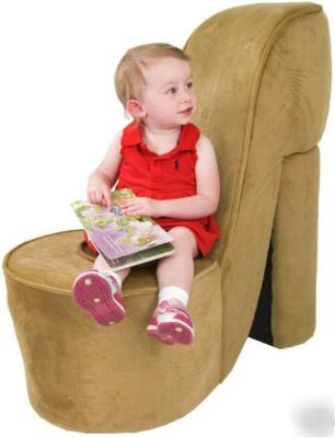 New fuzzy brown lil princess high heel kid's chair