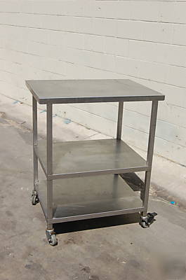 Stainless steel bus dish restaurant cart 3 shelf rack 