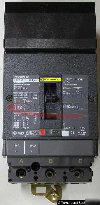 New square d HGA36150LC circuit breaker, 150 amp i-line 