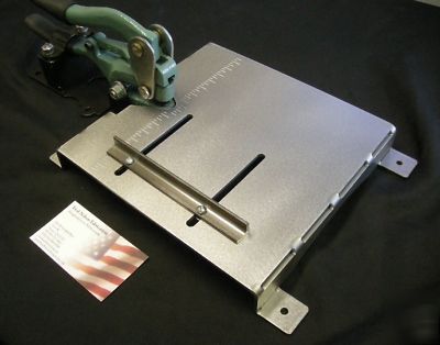 Sheet metal punch, bench mount bracket, ruler table set