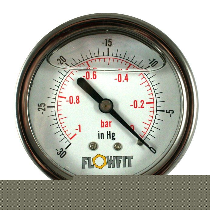 63MM hydraulic pressure gauge rear entry -30HG