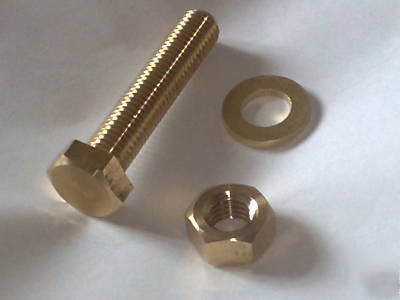 M5 x 16 brass hexagon hex bolt bonus nut & washers 4 pk