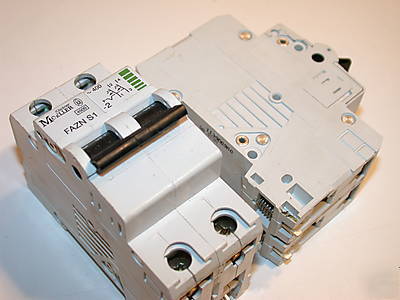 2 moeller 1 amp 2P circuit breakers din mount fazn S1