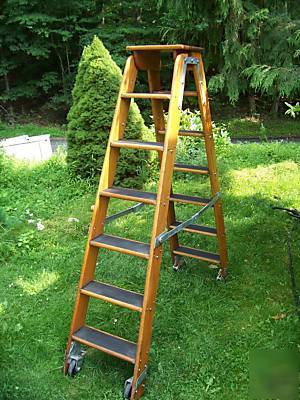 Putnam vintage rolling oak ladder