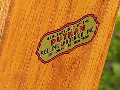 Putnam vintage rolling oak ladder