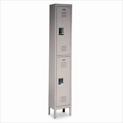 Quick-assemble double-tier locker, 12 x 18 x 78, tan