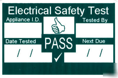 1000 pat test pass labels. waterproof plastic durable.