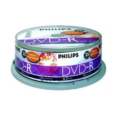 25 philips inkjet printable 16X dvd-r blank dvd discs