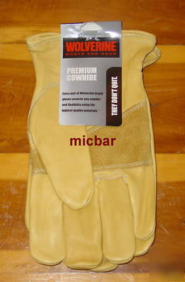 New (1) pr medium wolverine premium leather work gloves
