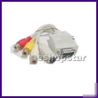 Vga svga to tv s-video 3 rca av converter adapter cable