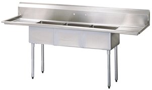 Nsf-commercial s/s three compartment sink- 90 x 24- b