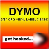 Dymo 3/8 inch black on orange vinyl labels roll 18434