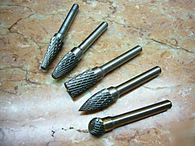 5 pcs 10MM tungsten carbide rotary burr set 1/4