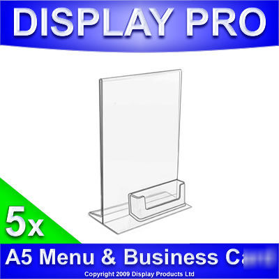 5 x A5 menu display shop stands & business card holders