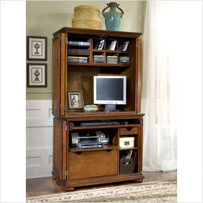 Homestead compact office cabinet and hutch oak