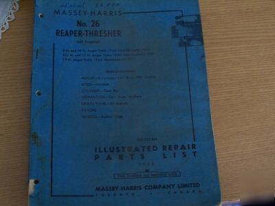 Vintage 1952 massey-harris no. 26 reaper threshermanual