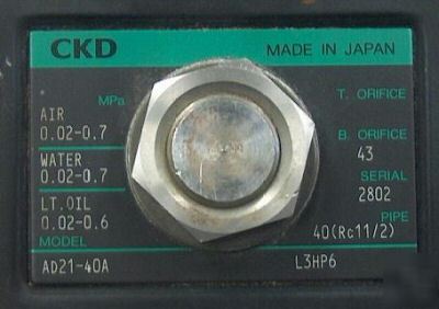 Ckd AD21-40A L3HP6 pilot operated 2 port solenoid valve