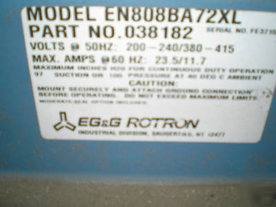 Eg&g rotron regenerative blower # EN808BA72XL