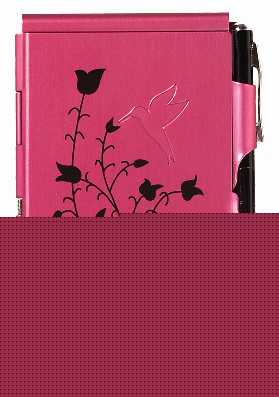 New flip notes raspberry hummingbird pink notepad w/pen