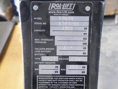Rol-lift electric pallet truck model RPW45