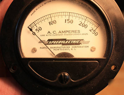 Vintage triplett ac amp meter panel gauge 0-250 nos