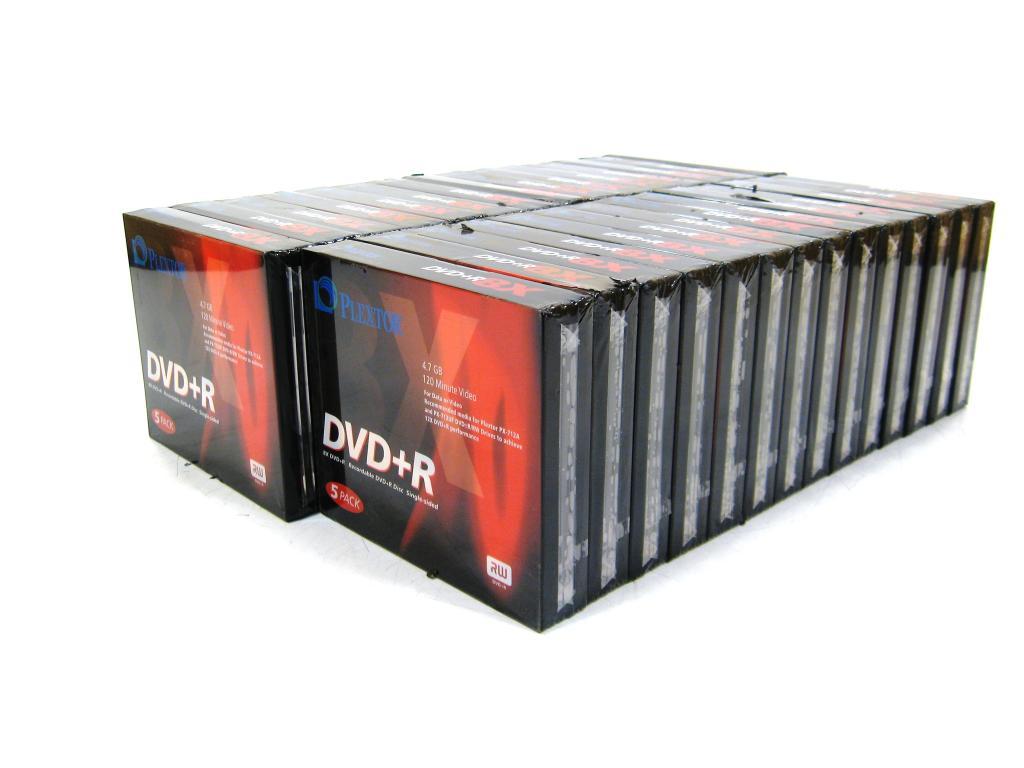 New lot 29 plextor 5-pack dvd+r discs & jewel cases