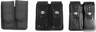 New 1 black police security double pistol mag holder