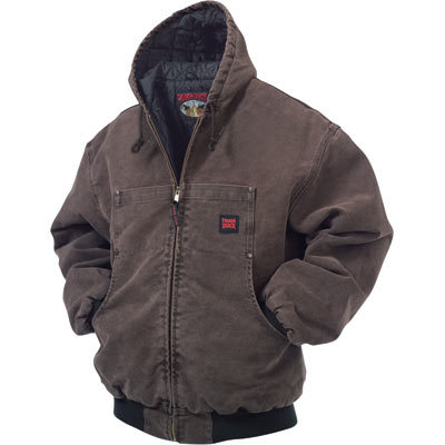 Tough duck washed hooded bomber - medium, chestnut