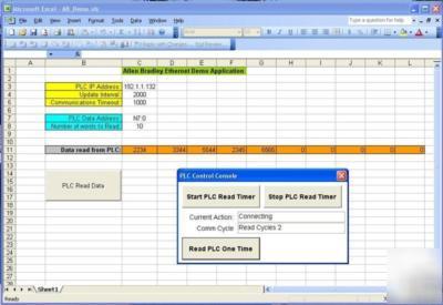 Import data from an allen bradley ethernet plc to excel