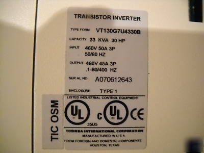 New toshiba G7 30HP inverter drive VT130G7U4330B in box