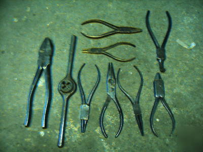 Rare vintage lot 8 pair electrician/machinist pliers+ 